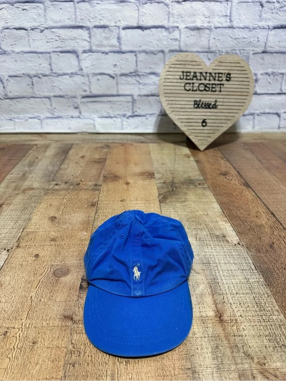 Ralph Lauren Hat Toddler Polo Elastic Back Baseball Blue w/ Cream pony